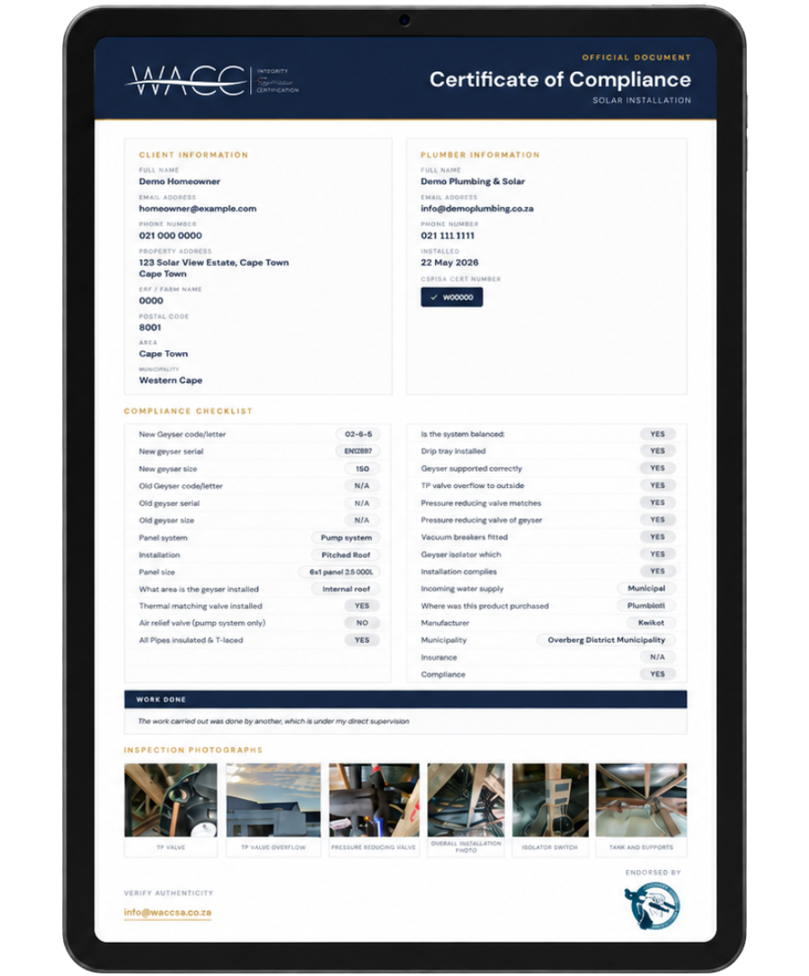 WACC on tablet